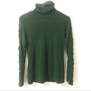 Forest Green Long-sleeved Turtleneck Blouse